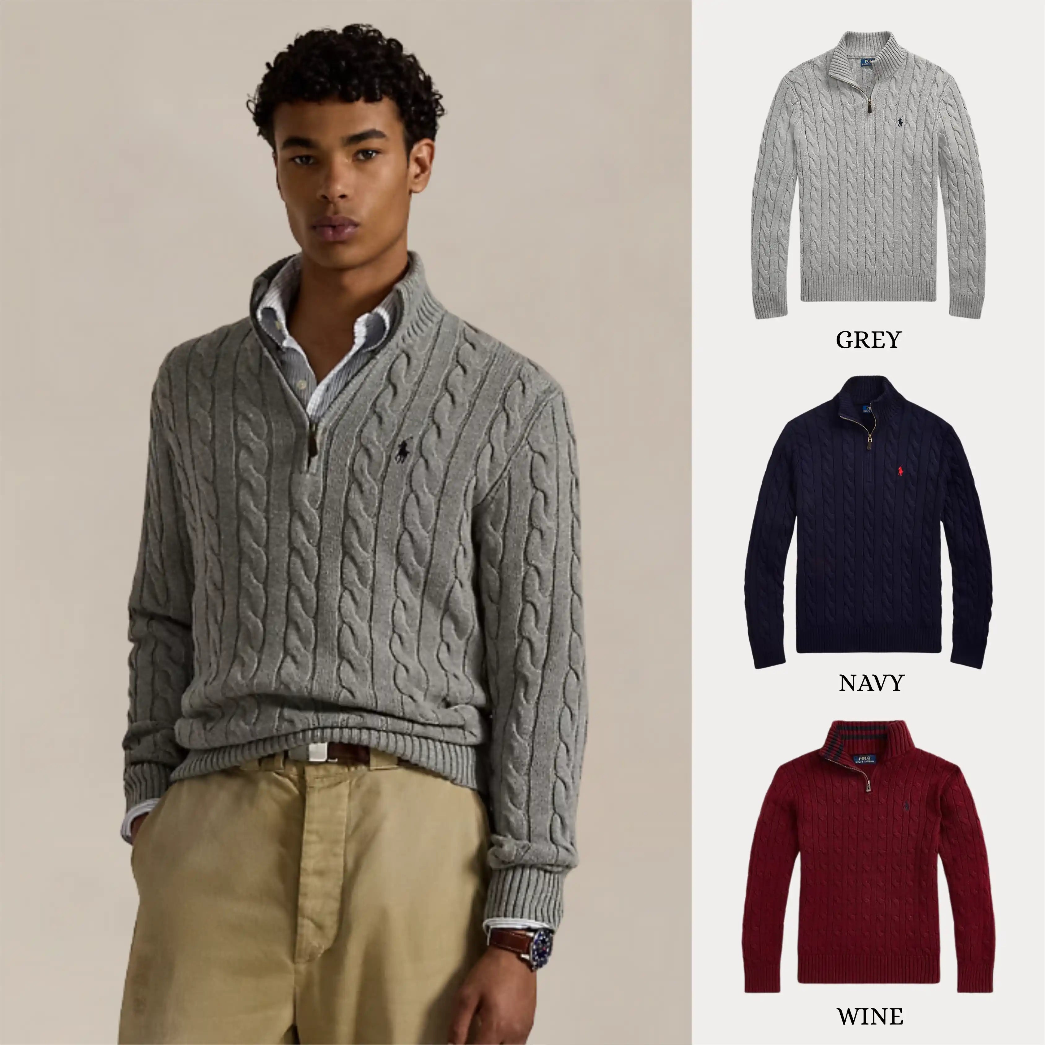 RALPH LAUREN CABLE-KNIT ZIP SWEATER SET