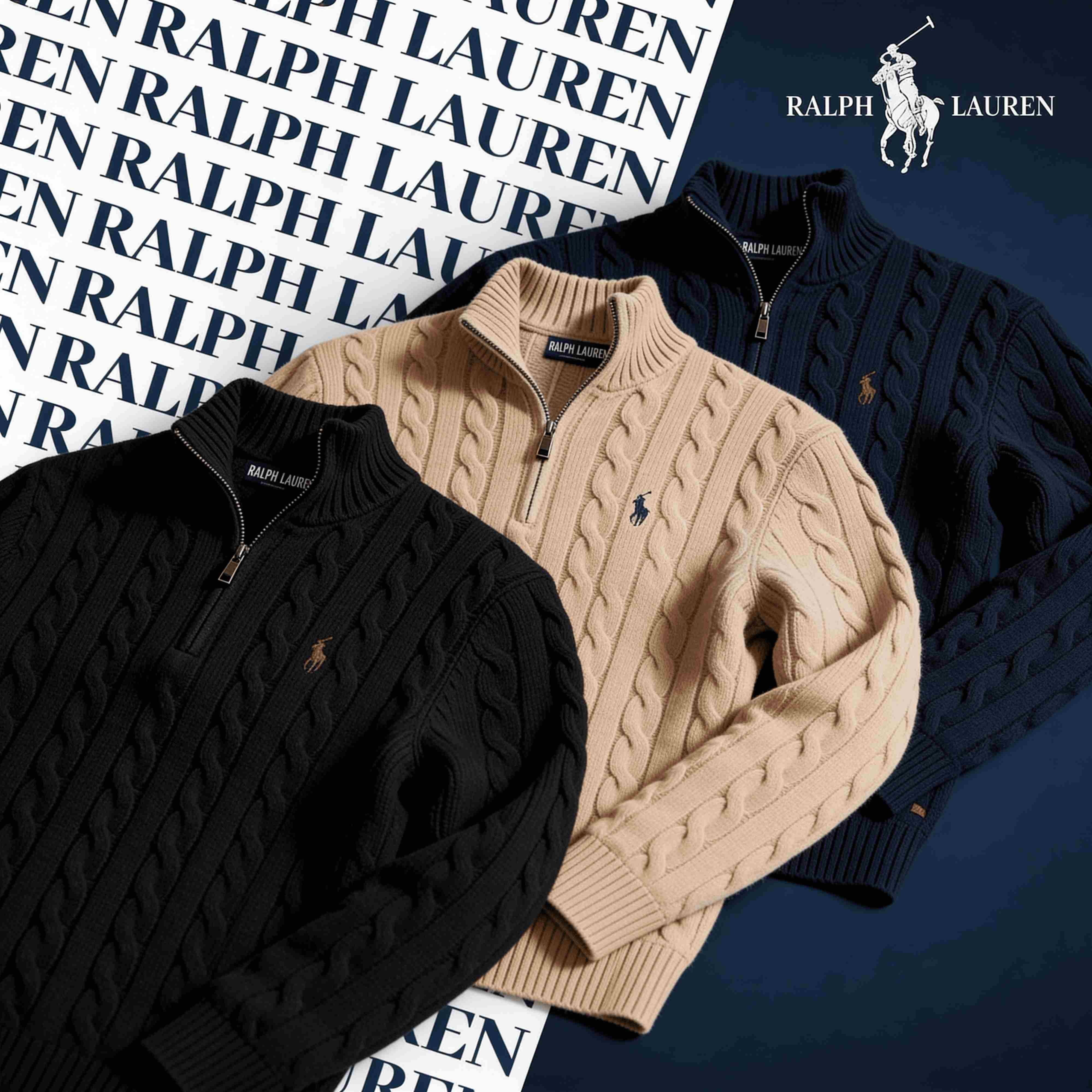 RALPH LAUREN CABLE-KNIT ZIP SWEATER SET