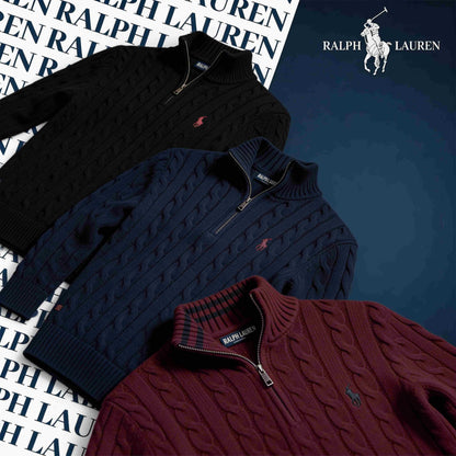 RALPH LAUREN CABLE-KNIT ZIP SWEATER SET