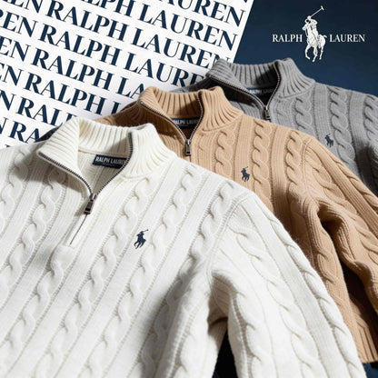 RALPH LAUREN CABLE-KNIT ZIP SWEATER SET